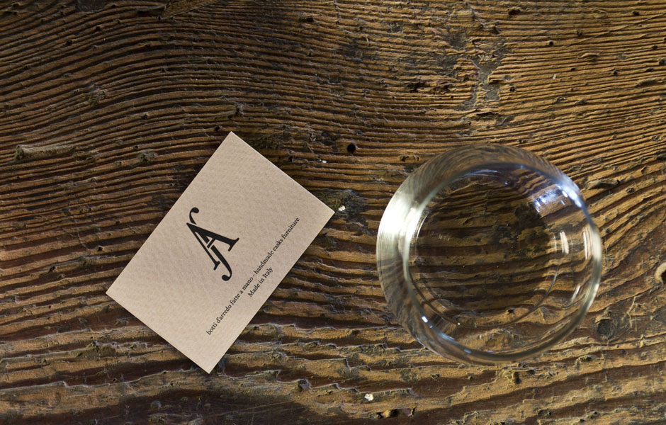 glass inspiration handmade cask furniture barrel whisky italy made in artisan crafted wood wooden businesscards